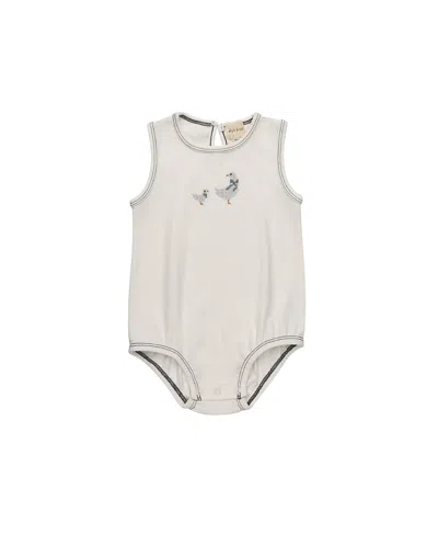 Ely's & Co. Boy's Cross Stitch Duckling Collection Romper - Baby In Gray