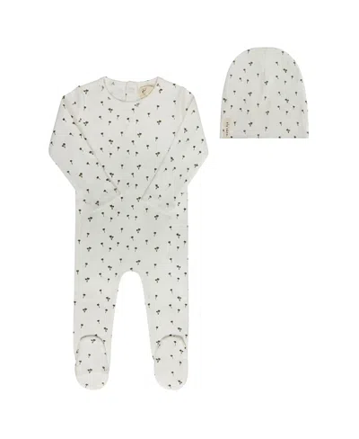Ely's & Co. Boys' Printed Palm Trees Collection Footie + Beanie - Baby In White