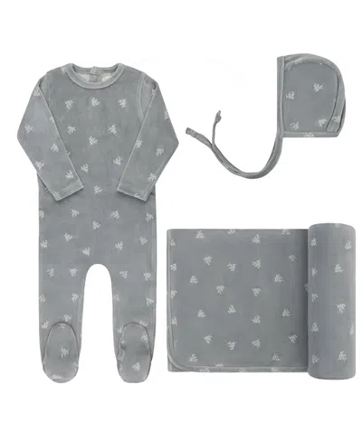 Ely's & Co. Boys' Velour Leaf Pattern Collection Take Me Home Set - Baby In Gray