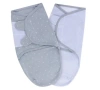 Ely's & Co. Adjustable Swaddle Blanket 2 Pack In Blue Leaf & Stripes