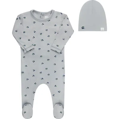 Ely's & Co. Kids'  Aurora Classics Modal Cherry Print Collection Footie + Beanie In Blue