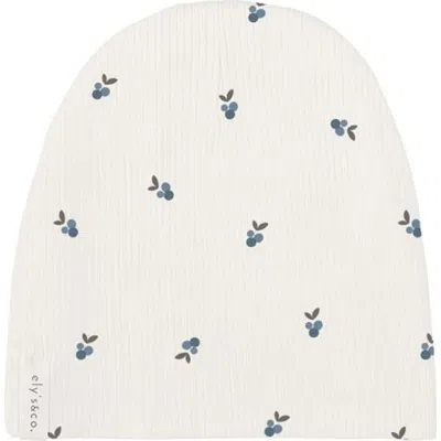 Ely's & Co. Kids'  Baby Cotton Ribbed Beanie In Ivory/blue Berry