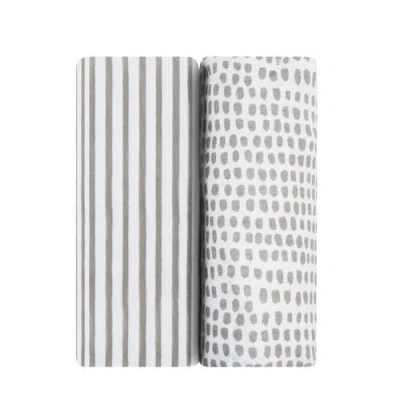 Ely's & Co. Waterproof Bassinet Sheet Set In Taupe Stripes & Splash