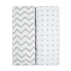 Ely's & Co. Baby Fitted Waterproof Changing Pad Cover Sheets 2 Pack In Grey Chevron & Polka Dot