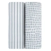 Ely's & Co. Waterproof Changing Pad Cover Cradle Sheet Set In Misty Blue Stripes & Splash