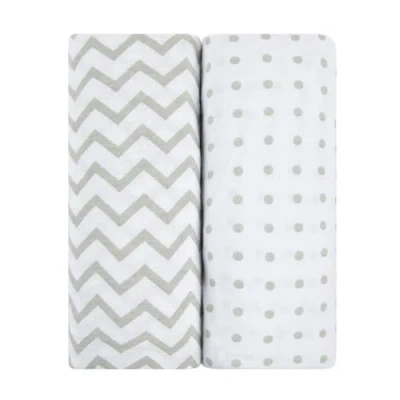 Ely's & Co. Baby Fitted Waterproof Crib Sheet Set 2 Pack In Grey Chevron & Polka Dot