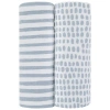 Ely's & Co. Waterproof Pack N Play Mini Portable Crib Sheet Set In Misty Blue Stripes & Splash