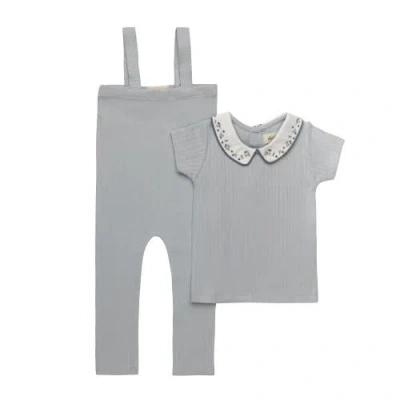 Ely's & Co. Kids'  Embroidered Collar Collection In Gray