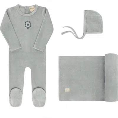 Ely's & Co. Kids'  Embroidered Floral Dot Collection In Gray