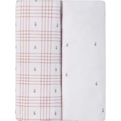 Ely's & Co. Floral Plaid Collection Baby Fitted Bassinet Sheet 2 Pack In Pink