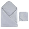Ely's & Co. Unisex Hooded Towel & Washcloth - Baby In Misty Blue