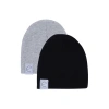Ely's & Co. Kids'  Jersey Cotton Baby Beanie Hat Set 2-pack In Heather Grey & Black