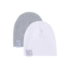 Ely's & Co. Kids'  Jersey Cotton Baby Beanie Hat Set 2-pack In Heather Grey & White