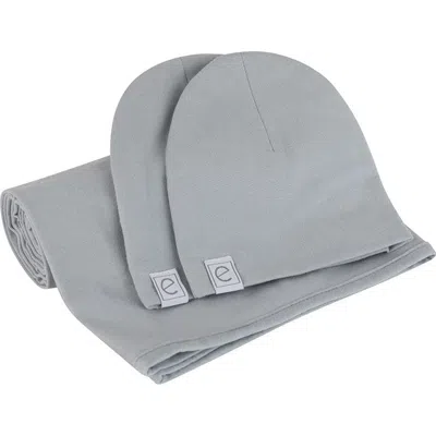 Ely's & Co. Jersey Knit Cotton Swaddle Blanket And Beanie Gift Set In Misty Blue