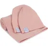 Ely's & Co. Jersey Knit Cotton Swaddle Blanket And Beanie Gift Set In Pink