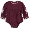 Ely's & Co. Babies'  Looms Floral Embroidered Collection In Burgundy