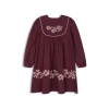 Ely's & Co. Looms Stitch Embroidered Wool Dress In Brown