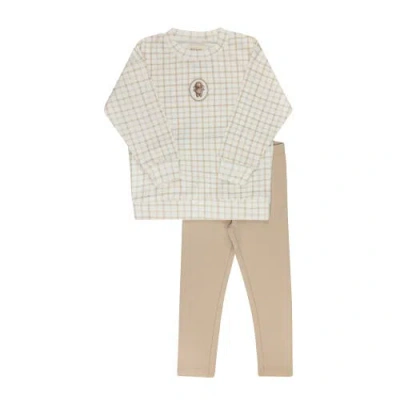 Ely's & Co. Kids'  Modal French Terry Plaid Sheep Collection In Neutral