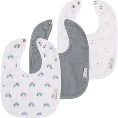 Ely's & Co. Muslin Terry Bib 3 Pack In Blue Rain Drops