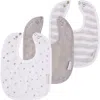 Ely's & Co. Muslin Terry Bib 3 Pack In Grey Stars