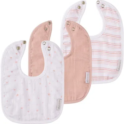 Ely's & Co. Muslin Terry Bib 3 Pack In Pink Stars