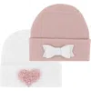 Ely's & Co. Kids'  Newborn Hospital Hats 2 Packs In Pink & White