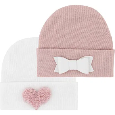Ely's & Co. Newborn Hospital Hats 2 Packs In Pink & White
