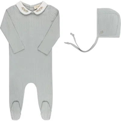 Ely's & Co. Organic Wide Rib Embroidered Scallop Collar Collection In Blue