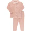 Ely's & Co. Kids'  Velour Embroidered Bird & Butterfly Collection- Lounge Set In Pink