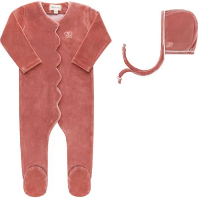 Ely's & Co. Kids'  Velour Embroidered Bird & Butterfly Collection In Dark Pink