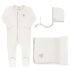 Ely's & Co. Kids'  Velour Embroidered Bird & Butterfly Collection In Ivory