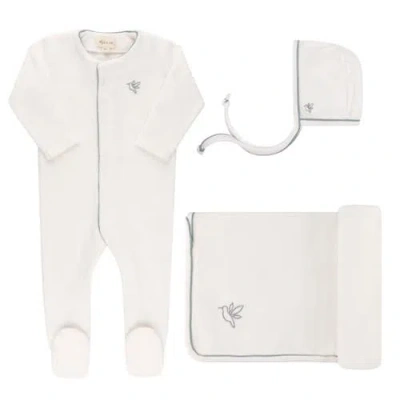 Ely's & Co. Kids'  Velour Embroidered Bird & Butterfly Collection In Ivory