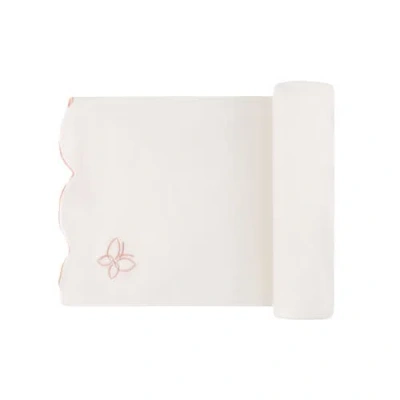 Ely's & Co. Velour Embroidered Bird & Butterfly Collection In Ivory/pink