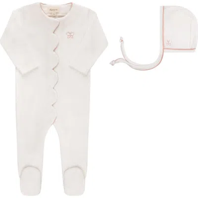 Ely's & Co. Velour Embroidered Bird & Butterfly Collection In Ivory/pink