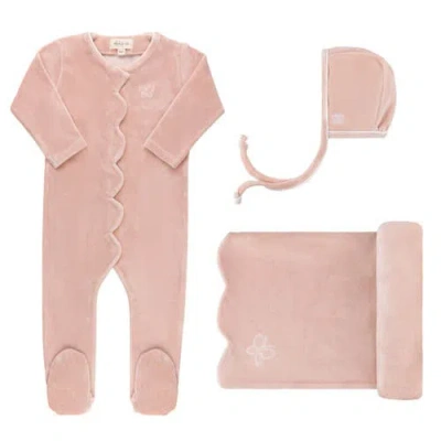 Ely's & Co. Kids'  Velour Embroidered Bird & Butterfly Collection In Pink