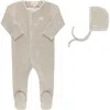 Ely's & Co. Velour Embroidered Bird & Butterfly Collection In Taupe