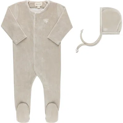Ely's & Co. Kids'  Velour Embroidered Bird & Butterfly Collection In Taupe