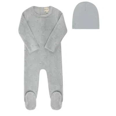 Ely's & Co. Kids'  Velour Embroidered Floral Collection In Blue