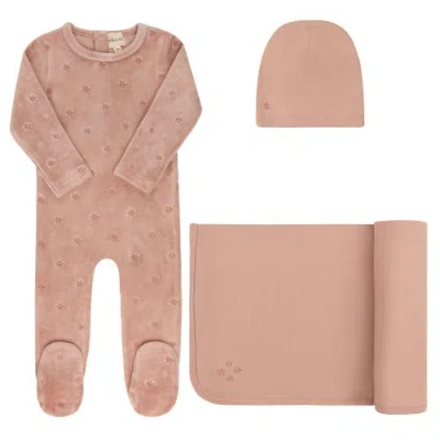Ely's & Co. Kids'  Velour Embroidered Floral Collection In Pink