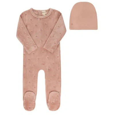 Ely's & Co. Kids'  Velour Embroidered Floral Collection In Pink