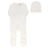 Ely's & Co. Velour Embroidered Floral Collection In White