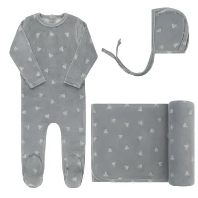 Ely's & Co. Kids'  Velour Leaf Pattern Collection In Gray