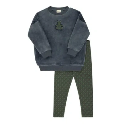 Ely's & Co. Kids'  Velour Plaid Bear Collection In Gray