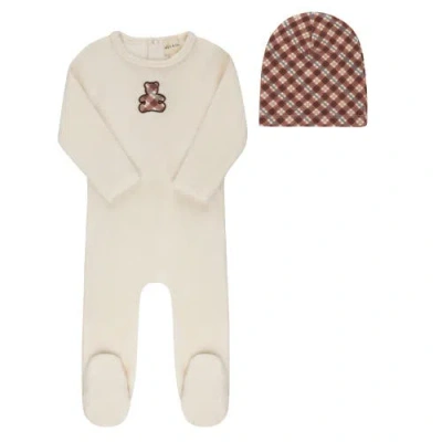 Ely's & Co. Kids'  Velour Plaid Bear Collection In White