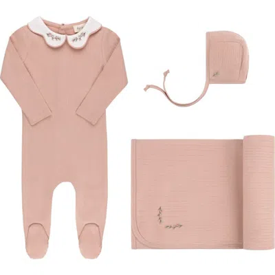 Ely's & Co. Kids'  Wide Rib Emboidered Scallop Collar Collection In Pink