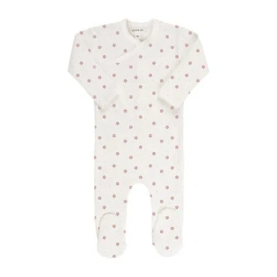 Ely's & Co. Kids'  Baby Cotton Ribbed Zipper Footie In Floral Pin Dot