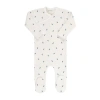 Ely's & Co. Kids'  Baby Cotton Ribbed Zipper Footie In Ivory/blue Berry