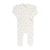 Ely's & Co. Baby Cotton Ribbed Zipper Footie In Ivory/plum Berry