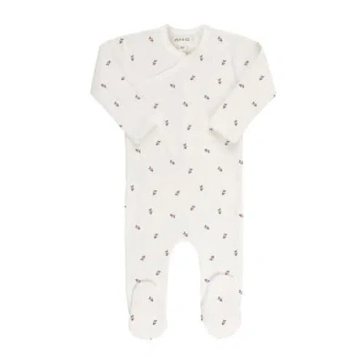 Ely's & Co. Kids'  Baby Cotton Ribbed Zipper Footie In Ivory/plum Berry