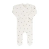 Ely's & Co. Baby Cotton Ribbed Zipper Footie In Ivory/sage Berry